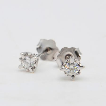 Orecchini Punto Luce Diamanti Oro Bianco 18k